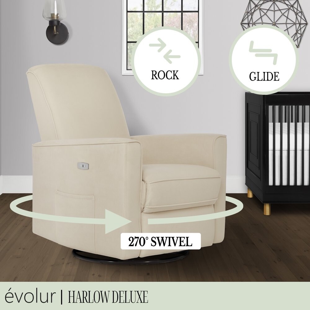 Harlow Deluxe Upholstered Plush Seating Glider Swivel Rocker